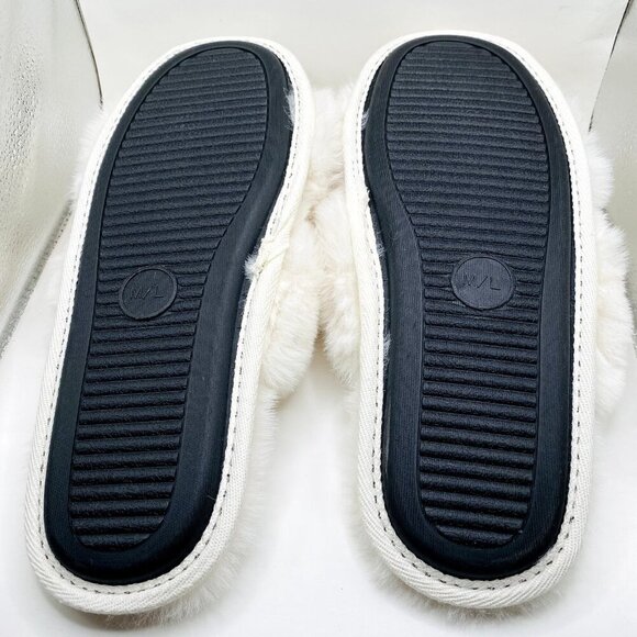 Abercrombie & Fitch White Faux Fur Slip On Open Toe Slippers M/L NWOT New - Picture 4 of 4
